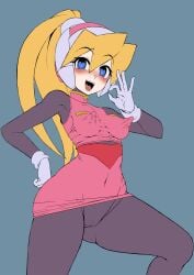 1girls 2d alternate_version_available armpits big_areola big_ass big_nipples bimbo blonde_hair blowjob_face blowjob_gesture brainwashing camel_toe cameltoe ciel_(mega_man) fat_ass gloves hard_nipples headgear heart-shaped_pupils heart_eyes latex mega_man mega_man_x mega_man_x_dive mega_man_zero mega_man_zx mind_control miniskirt multiple_versions nipples_visible_through_clothing perky_breasts perky_nipples petite_body pink_skirt pussy pussy_visible_through_clothes rockman rockman_x rockman_zx semikichi skin_tight skin_tight_suit slender_body slender_waist small_breasts small_skirt smaller_female smile smiling smiling_at_viewer solo solo_female solo_focus stockings thick_thighs voluptuous