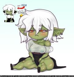 chibi draw_this_in_your_style goblin goblin_female kilih188 redraw sitting translucent