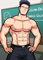 1boy bara bulge gay humbug male_only monthly_manful shirtless solo_male yaoi