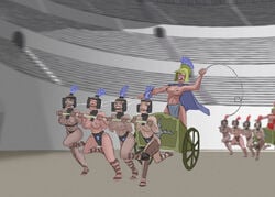 ancient_rome audience bit_gag bondage breasts chariot femdom femsub gag julian_apostata multiple_girls multiple_subs ponygirl ponyplay public race racing slave slavegirl topless