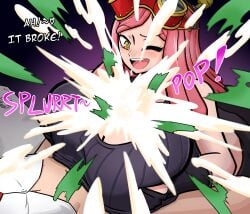 cum cum_explosion explosive_orgasm green_hair hatsume_mei izuku_midoriya mei_hatsume my_hero_academia paizuri vkid