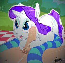 archimedes_(artist) blue_eyes breast_press human my_little_pony outdoors penis pony purple_hair rarity_(mlp) smooth_skin tagme uncensored