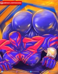 ass_focus bara big_ass big_butt big_nipples big_pecs booty exceso fanart hero huge_ass licking_ass male male_only marvel masked_only miguel_o'hara no_visible_face spider-man_(series)