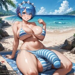 1futa ai_generated anime_style balls ballsack bikini blue_eyes blue_hair blush boosty boosty_username bulge colored_hair day dickgirl futanari futornyx grin huge_balls huge_breasts huge_cock huge_cock large_breasts large_testicles outdoors outside re:zero_kara_hajimeru_isekai_seikatsu rem_(re:zero) shemale short_hair solo sweat tagme testicles thick_thighs twitter_username veiny_penis wide_hips