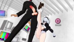 3d animated ballbusting castration cbt kicked_in_the_testicles kneeing_balls mocking nier:_automata screaming sound tagme taunting threatening video yokobb yorha_2b