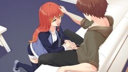 couch eroge head_pat red_hair straight