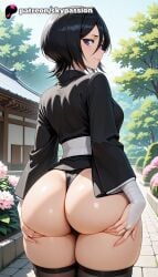 1girls 2026 ai_assisted ai_generated anime artist_name ass ass_focus ass_grab ass_support big_ass black_hair bleach booty breasts bush explicit female female_only flower from_behind garden grabbing_own_ass hi_res high_quality high_resolution highres huge_ass hydrangea kuchiki_rukia light-skinned_female looking_back outdoors patreon patreon_username pink_flower short_hair skypassion solo stable_diffusion thick_ass thighhighs thong watermark