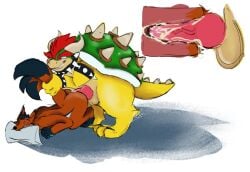 2boys anthro anthro_on_anthro bowser bracelet canid canine collar deadpozzum doggy_style duo erection fox fox_spirit furry furry_male furry_only gay gay_sex genitals horns interspecies koopa long_tail male male/male mammal mario_(series) nintendo penis penis_in_anus red_hair reptile scalie sex shell spikes tail tail_grab turtle yaoi yellow_skin