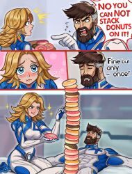 1boy 1girls beard blonde_hair blue_eyes canon_couple comedy comic couple daddy dild donut fantastic_four female funny humor husband_and_wife invisible_woman invisible_woman_(marvel_rivals) male married_couple marvel marvel_comics marvel_rivals mr_fantastic mr_fantastic_(marvel_rivals) muscular muscular_male neggoartz no_visible_genitalia oddly_wholesome puppy_dog_eyes puppy_eyes reed_richards reed_richards_(marvel_rivals) sue_storm susan_storm tagme wholesome