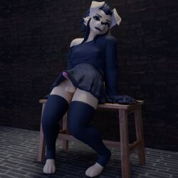 1:1 2026 3d_(artwork) anthro balls bird_dog black_hair black_nose blue_eyes bottomless bottomless_anthro bottomless_gynomorph bottomless_intersex breasts canid canine canis cecildeatrio cecile_(cecildeatrio) clothed clothing digital_media_(artwork) domestic_dog dress english_description erection eyeshadow frenum_ladder frenum_piercing fur genital_piercing genitals golden_retriever gynomorph hair hi_res hunting_dog intersex ladder_piercing leaning leaning_backward leaning_on_table legwear looking_at_viewer makeup mammal open_mouth paws penis penis_piercing piercing pink_penis retriever solo thigh_highs translucent translucent_clothing translucent_dress yellow_body yellow_fur