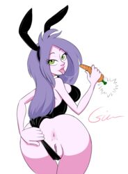 1girls anus ass bimbo bunny_ears bunnysuit carrot cesium disney disney_villains female female_focus female_only gilf lipstick long_hair looking_back madam_mim mature_female purple_hair pussy solo solo_female solo_focus the_sword_in_the_stone tongue tongue_out white_background witch