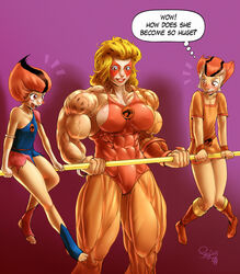 abs biceps big_muscles blonde_hair breasts cheetara extreme_muscles female leotard muscles muscular_female orange_eyes pegius thundercats veins wilykat wilykit