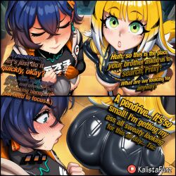 ai_generated belle_(zenless_zone_zero) big_ass bulge bulge_through_clothing bulge_under_clothes dialogue english_text female flat_chest futanari horny huge_ass huge_cock ju_fufu ju_fufu_(zenless_zone_zero) kalistafunz massive_ass pent_up teasing zenless_zone_zero