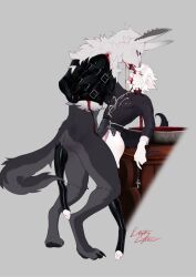 altar anthro anthro_on_anthro ass bite bite_mark bite_mark_on_neck blood blood_in_mouth blood_on_body bloodplay bodily_fluids bovid canid canine canis caprine clothing cum cum_while_frotting duo ear_piercing ejaculation emptylighter father_joseph_(monokurome) fluffy frottage garter_belt garter_straps genital_fluids hi_res hooves hybrid lagomorph latex latex_clothing latex_legwear latex_straitjacket legwear male male/male mammal paws penile penises_touching piercing priest priest_robes religious_clothing religious_symbol restraints sex sheep size_difference straitjacket tail thigh_highs tongue tongue_out werecreature werelagomorph wererabbit wolf