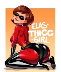 ass big_ass big_breasts bodysuit breasts brown_hair elastigirl helen_parr milf pinup superheroine the_incredibles thick_thighs thighs zeshgolden