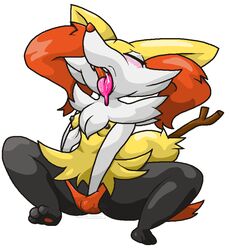 areola blush braixen breasts canine closed_eyes clothing cyanzangoose digital_media_(artwork) eyelashes fangs female fox fur hand_on_breast inner_ear_fluff looking_pleasured mammal masturbation nintendo nipples open_mouth panties pokémon_(species) pokemon pokemon_(species) pussy_juice saliva saliva_string sitting small_breasts solo thick_thighs tongue tongue_out underwear video_games white_fur yellow_fur