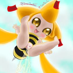 adorable bee bee_suit cute female honey_bee honeybee_suit izzipurrito jirachi legendary_pokemon mythical_pokemon peeing pokemon pokemon_(species) pussy shiny_pokemon solo solo_female urine vagina