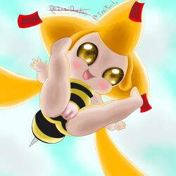 adorable bee bee_suit cute female honey_bee honeybee_suit izzipurrito jirachi legendary_pokemon mythical_pokemon pokemon pokemon_(species) pussy shiny_pokemon solo solo_female vagina