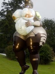 alienwrench android belly_button blender female female_only golden_bikini hand_on_belly huge_breasts marathon_(bungie) outie_navel pregnant_belly pregnant_female recon_(marathon) robot robot_girl thick_thighs