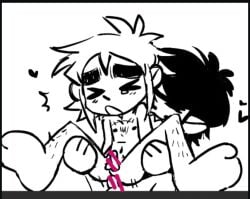 2d_(gorillaz) chibi closed_eyes gay gay_anal gay_sex gorillaz intmurdocsroom male male/male male_only murdoc_niccals nonbinary skinny toony