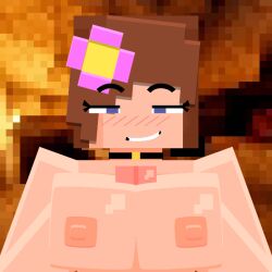 1boy 1boy1girl 1boys 1boys1girls 1girl 1girl1boy 1girls 2d 2d_artwork animated artist_request blocky_body blurred_background blush breasts brown_hair cum ejaculating_cum ejaculation_between_breasts female flower_on_head gif jenny_belle_(slipperyt) loop mcyt minecraft minecraft_youtubers nipples paizuri penis pixel pixel_animation smile square_breasts square_cum titjob unknown_artist video_game_character youtube youtuber youtubers
