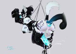 anal animal_genitalia anthro anus arctic_wolf balls belt big_breasts blinders bodily_fluids body_writing bondage bound breasts bridle canid canine canis chained chains clothing collar cuffs_(clothing) cum cum_inside cum_on_feet ejaculation emptylighter equine_genitalia eyewear feet gag genital_fluids genitals gynomorph hair_up harness hi_res hooves intersex latex legwear mammal messy metal penis petplay ponyplay roleplay solo suspension thigh_highs tongue tongue_out trans_(lore) trans_woman_(lore) wolf