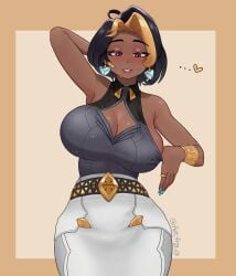 big_breasts blush breasts cleavage curvy curvy_body curvy_female curvy_figure domina fat_frog_69 heart_symbol mommy overwatch overwatch_2 pulling_clothing pulling_own_clothes sexy sexy_female sideboob sweat sweatdrop teasing teasing_viewer