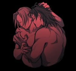 arinavah black_hair blonde_hair choso_kamo female grabbing_breasts grabbing_hair jujutsu_kaisen kissing_neck long_hair male muscular_male naked naked_female naked_male straight yuki_tsukumo