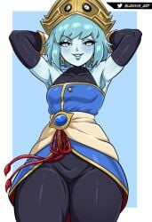 1girls aeos blannis_art blue_eyes blue_eyes_female cameltoe cleavage curvy dragon_ball erect_nipples female huge_areolae huge_ass puffy_nipples short_hair short_hair_female small_breasts thick_lips voluptuous wide_hips