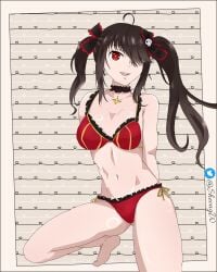 brown_eyes date_a_live female female_only girl heterochromia legs_spread red_eyes sheong_wong tokisaki_kurumi twintails