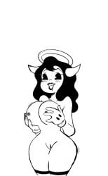 alice_angel bendy_and_the_dark_revival bendy_and_the_ink_machine big_ass big_breasts black_and_white black_hair cartoony drooling female_only huge_ass huge_breasts huge_butt huge_thighs monochrome rubberhose toon toony traced traced_art