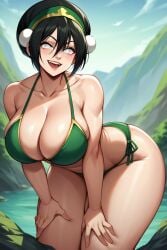 ai_generated avatar_legends avatar_the_last_airbender big_breasts bikini huge_breasts large_breasts nickelodeon nicktoons peaches toph_bei_fong