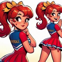 ai_generated archie_andrews archie_comics cheerleader cheerleader_uniform genderswap_(mtf) looking_at_viewer miniskirt ponytail riverdale rule_63