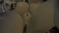 anthro anus big_ass big_breasts female kroxigor kroxigor_(vulgarvictor) lizardman_(warhammer_fantasy) nipple_piercing pose pussy pussy_piercing rear_view vrchat vrchat_avatar vrchat_model warhammer_(franchise) warhammer_fantasy