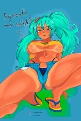 1girls belly big_breasts big_thighs blue_eyes blue_hair blue_panties brazil brazilian brazilian_female brazilian_flag brazilian_flag_bikini brazilian_miku brazilian_tan breasts brown_skin clothed clothed_female dark-skinned_female dark_skin earrings female female_focus female_only flower flower_in_hair hatsune_miku jeans_shorts long_hair micro_shorts navel no_bra panties portuguese sandals shorts side_tie_panties skinny skinny_female skinny_girl solo solo_female solo_focus south_america south_american stomach stretching_underwear tan_lines tanned tanned_body tanned_female tanned_girl tanned_skin thick_thighs thighs thong tummy twintails underboob vocaloid wedgie wirichiroga wiricmisaki