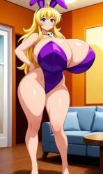 ai_generated big_breasts blonde_hair breasts bunny_girl female original_character sister thick_thighs