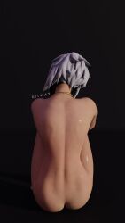 alternate_angle ass back_view completely_nude completely_nude_female female female_only fortnite head_tilt hush_(fortnite) kitway necklace nude nude_female oil oiled oiled_skin shiny shiny_skin solo solo_female