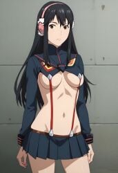 ai_generated anime anime_style autismmix_pony(model) boobs breasts cleavage cosplay costume female half-dressed kill_la_kill kimishima_kana kiseijuu nsfw nude parasyte_the_maxim senketsu senketsu_(cosplay) solo