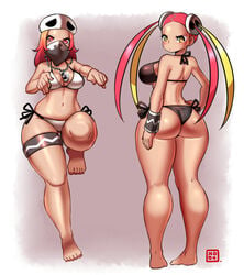 2girls ass big_ass bikini eye_contact female female_only female_team_skull_grunt huge_ass human human_only kenron_toqueen looking_at_viewer looking_back makeup multiple_girls nintendo pink_eyes pink_hair plumeria_(pokemon) pokemon pokemon_sm rapp_(pokemon) team_skull team_skull_grunt team_skull_grunt_(female) thick_ass thighs twintails two_tone_hair voluptuous wide_hips yellow_eyes yellow_hair