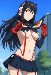 ai_generated anime anime_style autismmix_pony(model) boobs breasts cleavage cosplay costume female half-dressed kill_la_kill kimishima_kana kiseijuu nsfw nude parasyte_the_maxim senketsu senketsu_(cosplay) solo