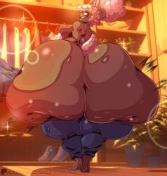 1girls ass_bigger_than_head ass_bigger_than_torso bottom_heavy bursting_butt dumptruck_ass fat_ass huge_breasts hyper hyper_ass hyper_thighs looking_back massive_ass meat_wall_(body_type) okioppai pink_hair pink_hair_female solo_female tagme thick_thighs