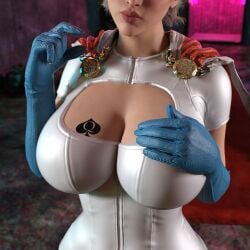 1girls 3d big_breasts boob_window cleavage cleavage_cutout cuckold cuckold_pov dc dc_comics female female_only kara_zor-l karen_starr panamsimp pinching_gesture power_girl queen_of_spades raceplay small_penis_gesture small_penis_humiliation solo superman_(series)