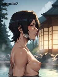 ai_generated ainoob17 bleach bleach:_the_thousand-year_blood_war breasts dark_hair in_bath kuchiki_rukia nude solo solo_female stable_diffusion termal_water