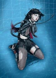 aqua_enjoyer asphyxiation bagging bondage breathplay choking condom drowning female female_only jane_doe_(zenless_zone_zero) stockings suffocation tail underwater water_torture zenless_zone_zero