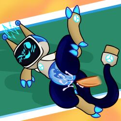 1:1 anthro blush bodily_fluids cum cum_in_pussy cum_inside cupoflavender digital_media_(artwork) disembodied_penis electronics female for_a_head genital_fluids genitals hi_res holding_leg kila_(kilaflow) kilaflow male nude object_head penis pussy robot_anthro screen screen_face screen_head smile solo tail television translucent tv_head