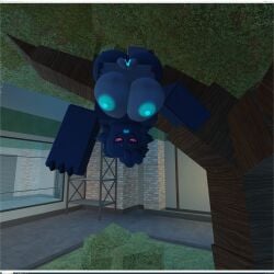 1girls 3d absurd_res absurd_resolution absurdres areolae blue_fur blue_nipples blue_skin bush dark_blue_body dark_blue_fur female female_only garden grass hanging_from_branch kaiju_(kaiju_paradise) kaiju_paradise pussy roblox tree uwu_cat_(artist)