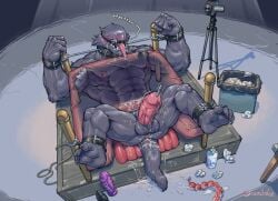 2025 abs anal_toy ankle_cuffs anthro arm_tuft balls bed beralin biceps blush bodily_fluids body_hair bondage bondage bound chest_hair collar consent_themes cuff_(restraint) deltoids dripping drooling elbow_tuft erection eyeless fangs feet fist furniture gag gagged genital_fluids genitals hi_res humanoid lube_bottle lying male manly monster muscular muscular_bottom muscular_legs muscular_male muscular_sub muscular_thighs neck_muscles nipple_clamp obliques on_back pecs penis pillow precum precum_drip profanity reclining recording_video restraints ring_gag saliva sex_toy sex_toy_insertion shoulder_tuft solo sounding_rod spreader_bar straps submissive teeth text throbbing throbbing_penis tissue tissue_box trash_can triceps tuft urethral vein veiny_penis wrist_cuffs x-ray_view