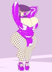 1futa alternate_version_at_source armpits arms_behind_head arms_up ass ass_bigger_than_head big_ass big_breasts big_butt bimbo bimbo_lips breasts breasts_bigger_than_head bubble_butt bulge curvaceous curvy curvy_figure fishnets futa_only futanari gayplantsex hair_over_eyes heels high_heels huge_ass huge_breasts komi-san_wa_komyushou_desu komi_shouko latex latex_clothing legwear long_hair puffy_lips purple_background purple_hair solo solo_futa thick_thighs voluptuous voluptuous_futanari wide_hips