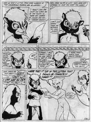 absurd_res anthro black_and_white breasts comic female hairless hi_res james_m_hardiman lori_(jmh) mammal monochrome natasha_(jmh) onyx_(jmh) pussy skunk traditional_media_(artwork)