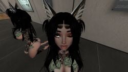 420thiccmom big_ass big_breasts bikini bimbo black_hair breasts busty eye_contact female goth hourglass_figure human imminent_fellatio imminent_sex kimono kneeling large_breasts perfect_body pov slim_waist stripper tattoo thick_thighs tongue tongue_out voluptuous vrchat vrchat_avatar